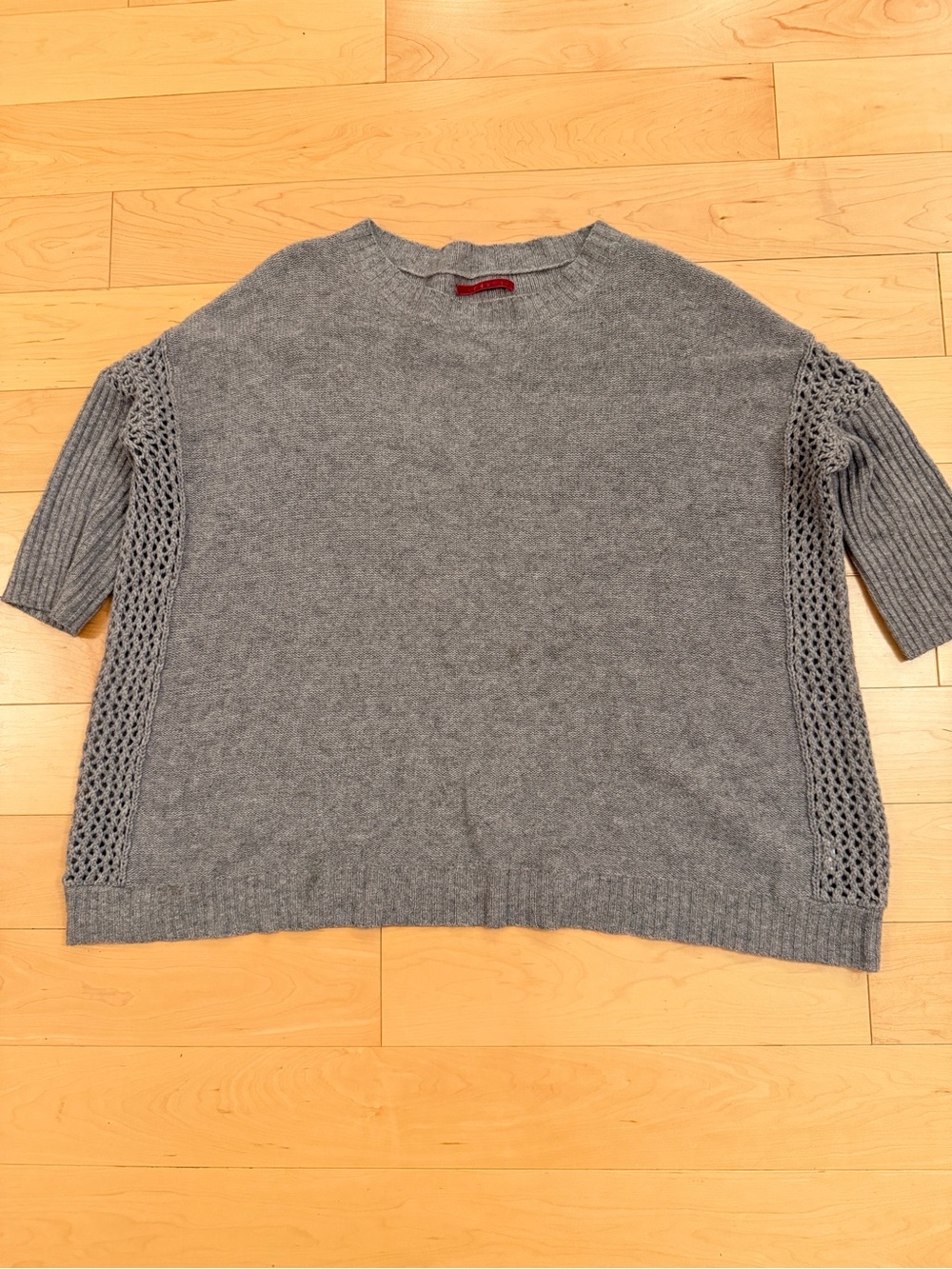 Velvet Graham Spencer 100% Cashmere Grey Sweater Small Open Knit Mesh Side S